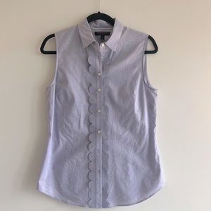 Banana Republic Sleeveless Riley Shirt with Scalloped Edge